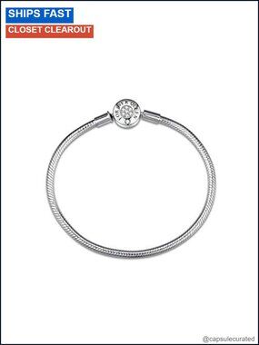 925 Sterling Silver Snake Chain Charm Bracelet 7.1in